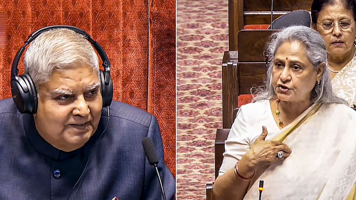 RS Speaker Jagdeep Dhankar and SP MP Jaya Bachchan. PTI file RS Speaker Jagdeep Dhankar and SP MP Jaya Bachchan. PTI file