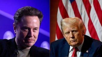 (L-R) Tesla CEO Elon Musk and former US president and Republican presidential candidate Donald Trump