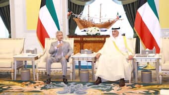 EAM S. Jaishankar with Kuwait Crown Prince Sheikh Sabah Al-Khalid Al-Sabah in Kuwait City. Aug. 18, 2024. Source: X