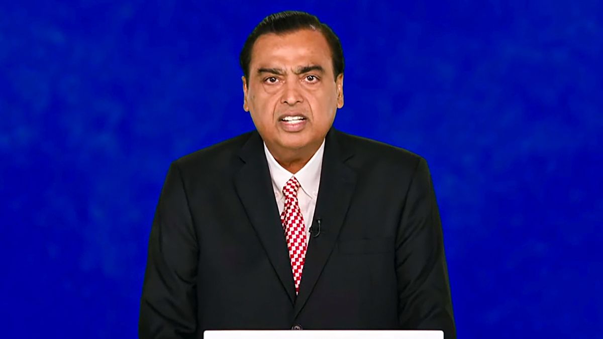 Reliance Industries (RIL) Chairman Mukesh Ambani addresses the company's annual general meeting, in Mumbai. File image/PTI Reliance Industries (RIL) Chairman Mukesh Ambani addresses the company's annual general meeting, in Mumbai. File image/PTI