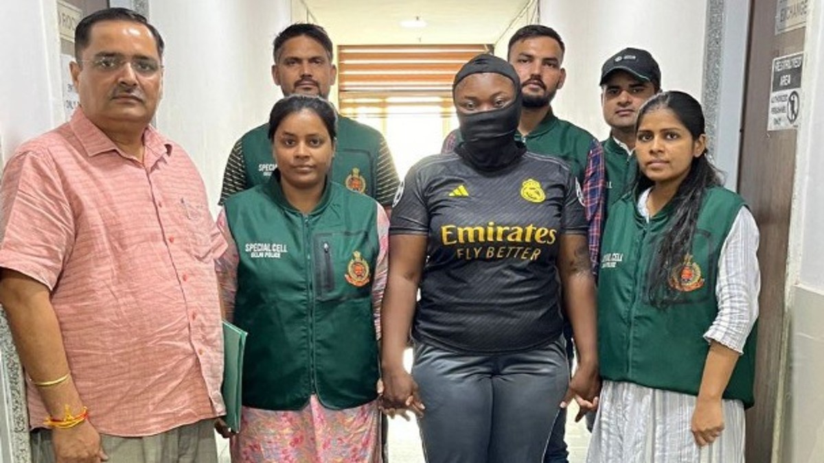 a Nigerian woman was arrested for allegedly smuggling and supplying psychotropic substances and 3.87 kilogrammes of mescaline. Image Courtesy: @CellDelhi/X a Nigerian woman was arrested for allegedly smuggling and supplying psychotropic substances and 3.87 kilogrammes of mescaline. Image Courtesy: @CellDelhi/X