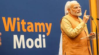 Prime Minister Narendra Modi addresses members of the Indian community during a programme, in Warsaw, Poland. PTI