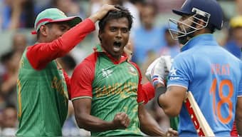 Virat Kohli was given an animated send-off by Rubel Hossain during the 2015 World Cup India-Bangladesh quarter-final. Reuters 
