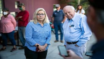 Liz Cheney and her father Dick Cheney. AP