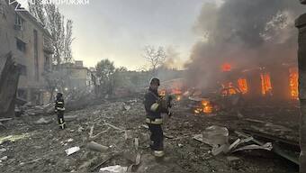 In this photo provided by the Ukrainian Emergency Service, firefighters put out the fire after Russia attacked the city with guided bombs overnight in Zaporizhzhia, Ukraine, Sunday, Sept. 29, 2024. File image/AP