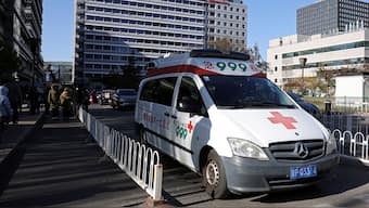 (File) An ambulance leaves a children's hospital in Beijing on November 24, 2023. Reuters