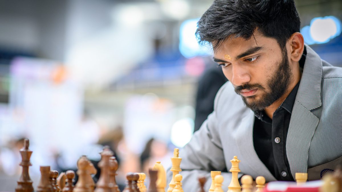 D Gukesh defeated Fabiano Caruana of USA to put India in a gold medal-winning position in Chess Olympiad. Image: FIDE/Michal Walusza D Gukesh defeated Fabiano Caruana of USA to put India in a gold medal-winning position in Chess Olympiad. Image: FIDE/Michal Walusza