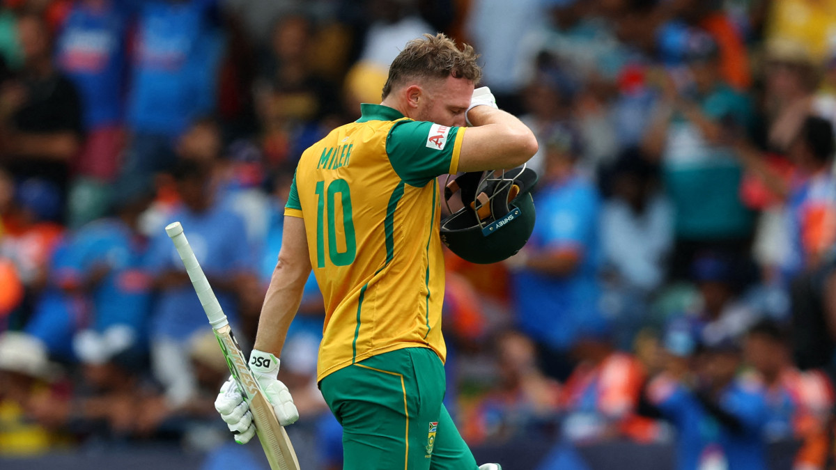 David Miller walks off the field after getting caught by Suryakumar Yadav off Hardik Pandya's bowling in the T20 World Cup final between South Africa and India at the Kensington Oval in Bridgetown, Barbados on 29 June. Reuters David Miller walks off the field after getting caught by Suryakumar Yadav off Hardik Pandya's bowling in the T20 World Cup final between South Africa and India at the Kensington Oval in Bridgetown, Barbados on 29 June. Reuters