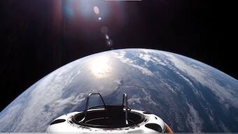 An image provided by SpaceX, shows a view of Earth and the Skywalker spacewalk platform. Image Courtesy: SpaceX/X
