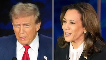 Former US President Donald Trump (left) and Vice President Kamala Harris (right) at the presidential debate. AP File