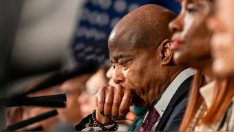 (File) Mayor Eric Adams is present during a press conference at City Hall in New York. AP