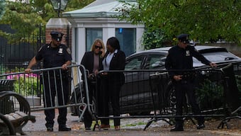 NYPD officers open barricades for supporters of New York City Mayor Eric Adams (not pictured) to depart Gracie Mansion, his official residence, before the announcement that Adams was charged with bribery and illegally soliciting a campaign contribution from a foreign national, in New York City, US., September 26, 2024. Reuters
