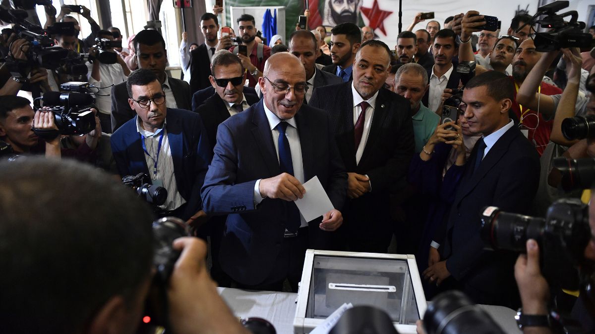 Presidential candidate of the Movement of Society for Peace (MSP), Abdelali Hassani Cherif, prepares to cast his ballot inside a polling station during the presidential election, Saturday, Sept. 7, 2024, in Algiers, Algeria.- AP Presidential candidate of the Movement of Society for Peace (MSP), Abdelali Hassani Cherif, prepares to cast his ballot inside a polling station during the presidential election, Saturday, Sept. 7, 2024, in Algiers, Algeria.- AP