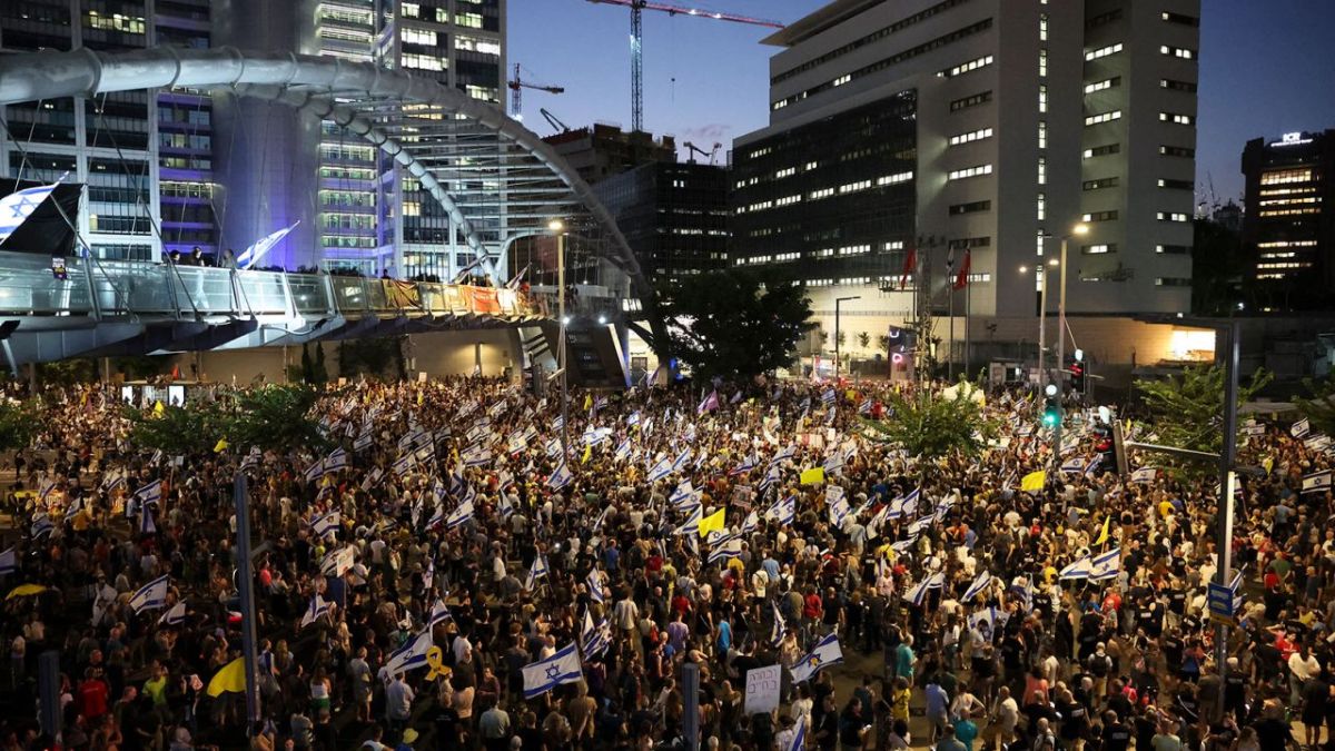Demonstrators march during a protest in Tel Aviv calling for action to secure the release of Israeli hostages on September 2. Image- AFP Demonstrators march during a protest in Tel Aviv calling for action to secure the release of Israeli hostages on September 2. Image- AFP