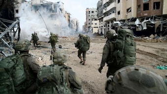 IDF soldiers navigating through the rubble. (IDF via Reuters, file)

