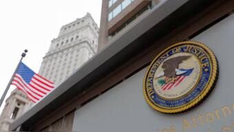 The seal of the United States Department of Justice is seen on the building exterior of the United States Attorney's Office of the Southern District of New York in Manhattan, New York City, U.S., August 17, 2020.- File Photo- Reuters