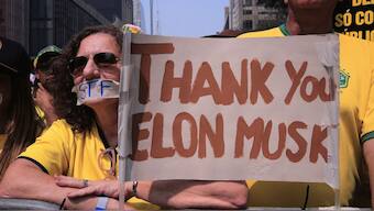 Demonstrators take part in a demonstration calling for the impeachment of Supreme Court Minister Alexandre de Moraes, who recently imposed a nationwide block on Elon Musk’s social media platform X, in Sao Paulo, Saturday, Sept. 7, 2024.- AP