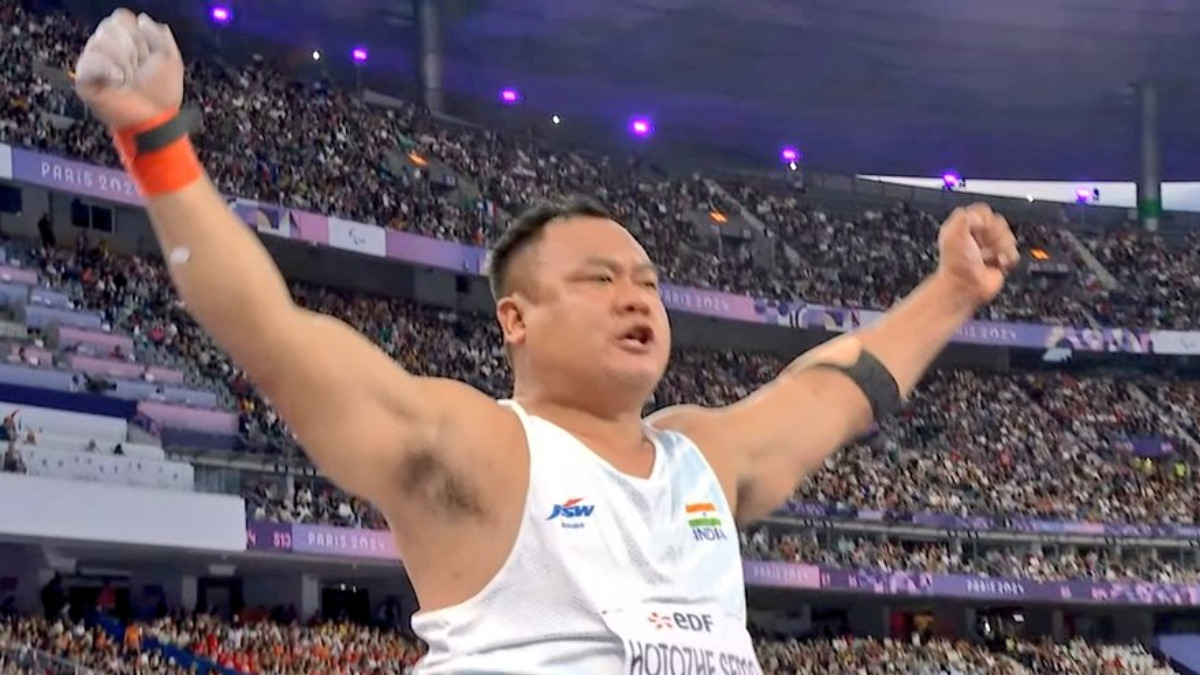 Hokato Hotozhe Sema won India its 27th medal in the Paris Paralympics with a bronze in the men's shot put F57 final. Image credit: Screengrab/JioCinema Hokato Hotozhe Sema won India its 27th medal in the Paris Paralympics with a bronze in the men's shot put F57 final. Image credit: Screengrab/JioCinema