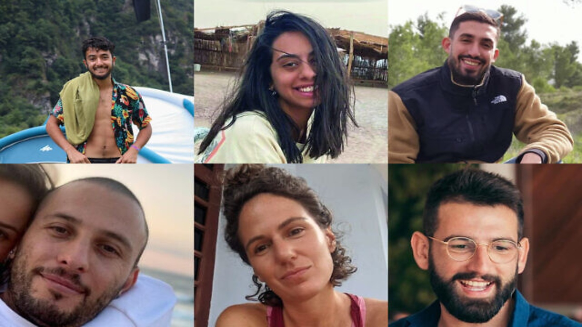 Hostages (clockwise from top left) Hersh Goldberg-Polin, 23, Eden Yerushalmi, 24, Ori Danino, 25, Alex Lubnov, 32, Carmel Gat, 40, and Almog Sarusi, 25. X - @yairlapid Hostages (clockwise from top left) Hersh Goldberg-Polin, 23, Eden Yerushalmi, 24, Ori Danino, 25, Alex Lubnov, 32, Carmel Gat, 40, and Almog Sarusi, 25. X - @yairlapid