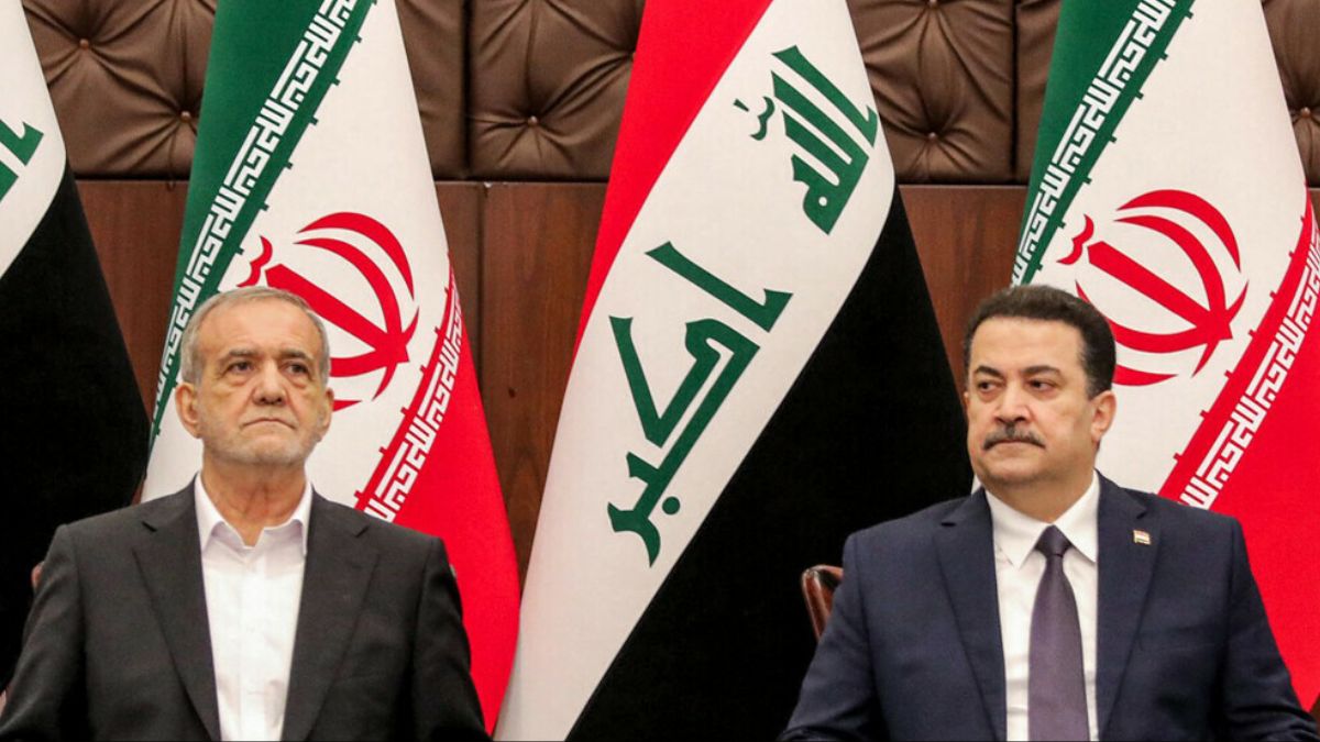 Iraq's Prime Minister Mohammed Shia al-Sudani (R) and Iran's President Masoud Pezeshkian attend a ceremony signing memoranda of understanding between Iraq and Iran at the government palace in Baghdad on September 11, 2024. AFP Iraq's Prime Minister Mohammed Shia al-Sudani (R) and Iran's President Masoud Pezeshkian attend a ceremony signing memoranda of understanding between Iraq and Iran at the government palace in Baghdad on September 11, 2024. AFP