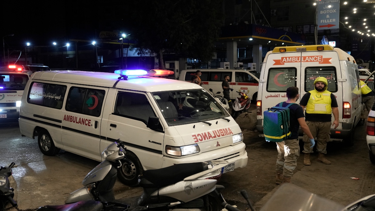 Ambulances arrive to evacuate the wounded near the site of an Israeli airstrike in Beirut's southern suburb, on Monday. AP Ambulances arrive to evacuate the wounded near the site of an Israeli airstrike in Beirut's southern suburb, on Monday. AP