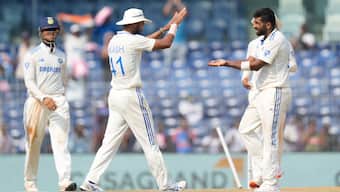 India pacer Jasprit Bumrah celebrates after dismissing Bangladesh's Taskin Ahmed. AP