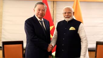 PM Narendra Modi
 meets Vietnam's  President To Lam on the sidelines of UNGA in New York on Monday. Image Courtesy: @MEAIndia
