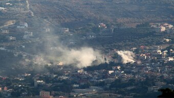 Smoke billows from a site targeted by Israeli shelling in the southern Lebanese village of Kfar Kila. AFP