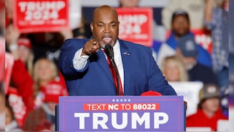 Republican candidate for North Carolina Governor and current North Carolina Lieutenant Governor Mark Robinson speaks at a rally in Greensboro, North Carolina, US, March 2, 2024. File Image/Reuters