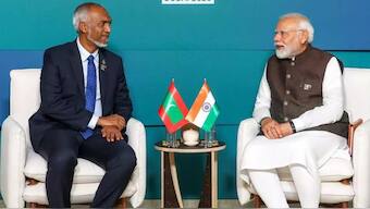 File photo of Prime Minister Narendra Modi and the Maldives President Mohamed Muizzu's meeting. Source: PTI.