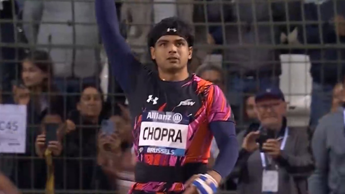 Neeraj Chopra during the Diamond League Final in Brussels, Belgium. Image: Screengrab/JioCinema Neeraj Chopra during the Diamond League Final in Brussels, Belgium. Image: Screengrab/JioCinema