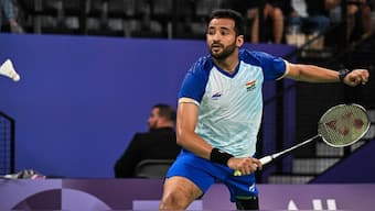 Para-shuttler Nitesh Kumar in action during the Paris Paralympics. Image: Instagram