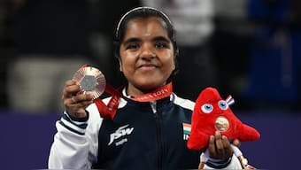 Nithya Sre Sivan poses with the bronze medal she won at the Paris Paralympics. Reuters 