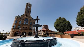 Water flows through the fountain in Fountain Square in Springfield, Ohio, on September 11, 2024. AP