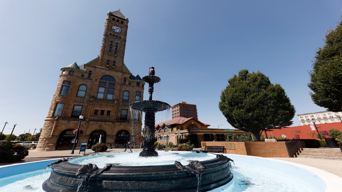 Water flows through the fountain in Fountain Square in Springfield, Ohio, on September 11, 2024. AP Water flows through the fountain in Fountain Square in Springfield, Ohio, on September 11, 2024. AP