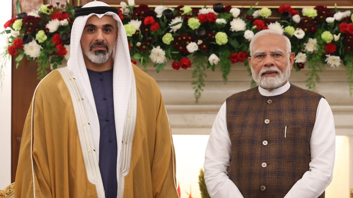 During the bilateral meeting, PM Modi and the Crown Prince of Abu Dhabi, Sheikh Khaled bin Mohamed bin Zayed Al Nahyan, discussed the multifaceted India-UAE relations and avenues to broaden the comprehensive strategic partnership to new and emerging areas. Source: X/@MEAIndia During the bilateral meeting, PM Modi and the Crown Prince of Abu Dhabi, Sheikh Khaled bin Mohamed bin Zayed Al Nahyan, discussed the multifaceted India-UAE relations and avenues to broaden the comprehensive strategic partnership to new and emerging areas. Source: X/@MEAIndia