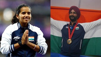 Preethi Pal (L) and Harvinder Singh (R) will be India's flag-bearers at the Paris Paralympics closing ceremony.