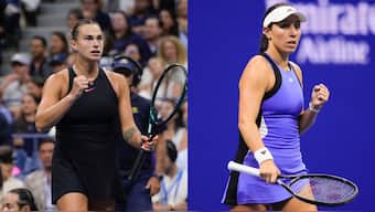 Aryna Sabalenka (L) will face Jessica Pegula (R) in the women's singles final of the US Open. AP