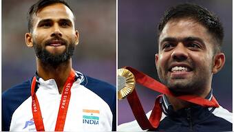 Two of India's seven gold medallists, Praveen Kumar and Navdeep Singh. Reuters 