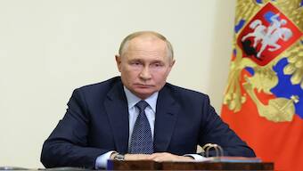 Russian President Vladimir Putin chairs a meeting with members of the government via videoconference at the Novo-Ogaryovo state residence, outside Moscow, Russia, on Wednesday. AP