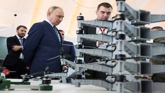 Russia's President Vladimir Putin visits a drone production facility of the the Special Technology Centre in Saint Petersburg, Russia, on September 19, 2024. Reuters File