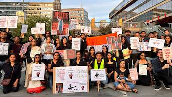 Protest against the rape and murder of a trainee medic in Kolkata in Stockholm, Sweden.