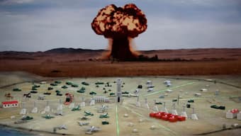 A view shows a model of a nuclear test at the museum of the Semipalatinsk Test Site, one of the main locations for nuclear testing in the Soviet Union, in the town of Kurchatov in the Abai Region, Kazakhstan, on November 7, 2023. Reuters File