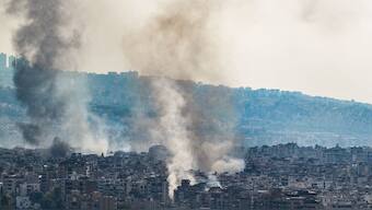  Smoke rises over Beirut's southern suburbs during Israeli strikes on September 28, 2024.- Image- AFP