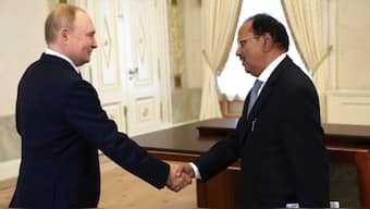 National Security Advisor  (NSA) Ajit Doval met Russian President Vladimir Putin on the sidelines of a BRICS event (Photo: Russian Embassy in India/X)