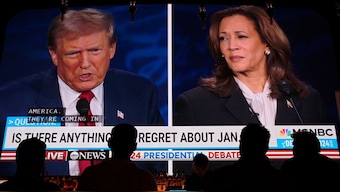 People watch the presidential debate between Republican presidential nominee former President Donald Trump and Democratic presidential nominee Vice President Kamala Harris on Sept. 10, 2024, at the Gipsy Las Vegas in Las Vegas. (Photo: AP)