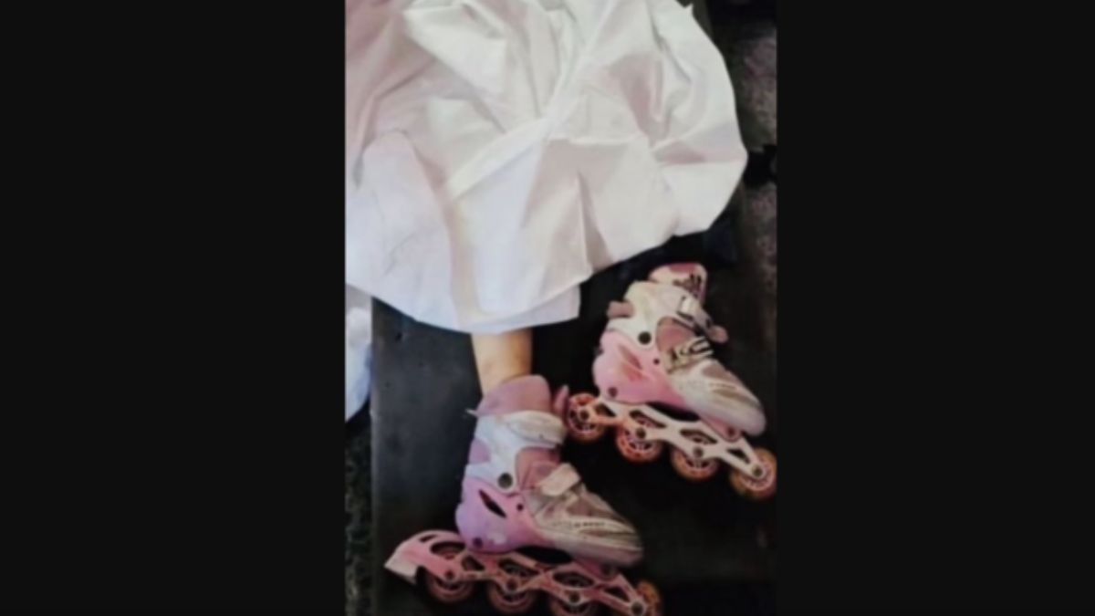 The heartbreaking image of Tala, her body wrapped in a white shroud with her pink roller skates still on is being widely circulated across social media, becoming another defining image of the war in Gaza — a place UNICEF has called 'a graveyard for children.' IMage courtesy: X The heartbreaking image of Tala, her body wrapped in a white shroud with her pink roller skates still on is being widely circulated across social media, becoming another defining image of the war in Gaza — a place UNICEF has called 'a graveyard for children.' IMage courtesy: X