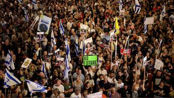  Protesters rally outside the Defence Ministry, Tel Aviv, September 1, 2024. REUTERS