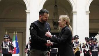 Ukraine president Zelenskyy with Italy PM Giorgia Meloni. AP/File Photo