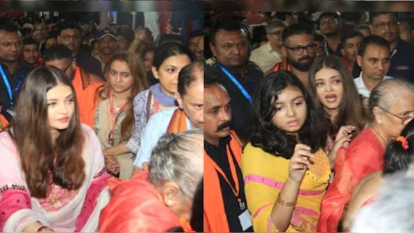 Amid divorce rumours, Aishwarya Rai visits Ganpati Pandal with daughter Aaradhya and mother without Abhishek Bachchan